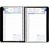 Blueline&reg; Essential Daily Diary Spiral Bound Soft Cover 8"x5" Bilingual Black