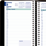 Blueline&reg; Essential Daily Diary Spiral Bound Soft Cover 8"x5" Bilingual Black