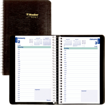 Blueline&reg; Essential Daily Planner 8"x5" English Black