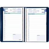 Blueline&reg; Essential Daily Diary Spiral Bound Soft Cover 8"x5" Bilingual Blue