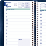 Blueline&reg; Essential Daily Diary Spiral Bound Soft Cover 8"x5" Bilingual Blue