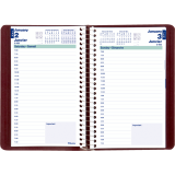 Blueline&reg; Essential Daily Diary Spiral Bound Soft Cover 8"x5" Bilingual Burgundy