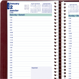 Blueline&reg; Essential Daily Diary Spiral Bound Soft Cover 8"x5" Bilingual Burgundy
