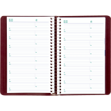 Blueline&reg; Essential Daily Diary Spiral Bound Soft Cover 8"x5" Bilingual Burgundy