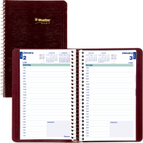 Blueline&reg; Essential Daily Planner Soft Cover 8" x 5" English Burgundy