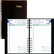 Blueline&reg; CoilPro&trade; Daily Diary 8"x5" Black Bilingual