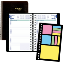 Blueline&reg; Essential PlannerPlus Daily Diary w/Follow-up Notes 8"x5" Black Bilingual