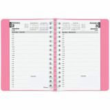 Blueline&reg; Essential Pink Floral Daily Diary Twin Wire Soft Cover 8"x5" Bilingual Pink