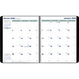 Blueline&reg; Essential Monthly Diary Twin Wire Soft Cover 11"x9-1/16" Bilingual Black