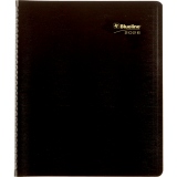 Blueline&reg; Essential Monthly Diary Twin Wire Soft Cover 11"x9-1/16" Bilingual Black