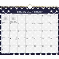 Blueline&reg; Monthly Wall Calendars Twin wire bound 12 months 15"x12" Bilingual Wildflowers