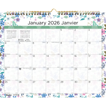 Blueline&reg; Monthly Wall Calendars Twin wire bound 12 months 15"x12" Bilingual Wildflowers