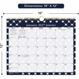 Blueline&reg; Monthly Wall Calendars Twin wire bound 12 months 15"x12" Bilingual Wildflowers