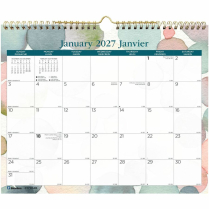 Blueline&reg; Monthly Wall Calendars Twin wire bound 12 months 15"x12" Bilingual Twilight Floral