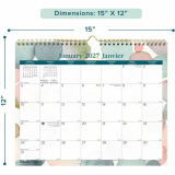 Blueline&reg; Monthly Wall Calendars Twin wire bound 12 months 15"x12" Bilingual Twilight Floral