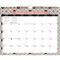Blueline&reg; Monthly Wall Calendars Twin wire bound 12 months 15"x12" Bilingual Tiles