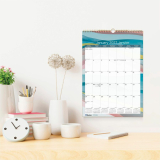 Blueline&reg; Colourful Wall Calendar 12" x 17" Bilingual Azure Design
