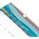 Blueline&reg; Colourful Wall Calendar 12" x 17" Bilingual Azure Design