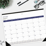 Blueline DuraGlobe Monthly Desk Pad Calendar 22"x17" English