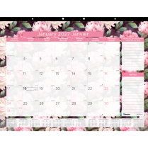 Blueline&reg; Pink Daisy Monthly Desk Pad 22"x17" Bilingual