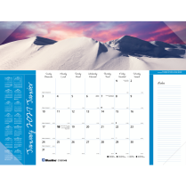 Blueline&reg; Imagine Collection Mothly Desk Pad World Panoramas 22" x 17" Bilingual