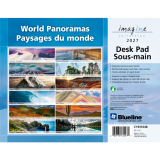 Blueline&reg; Imagine Collection Mothly Desk Pad World Panoramas 22" x 17" Bilingual