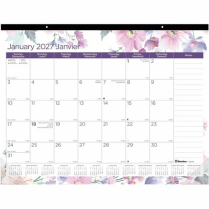 Blueline&reg; Monthly Desk Pad 22"x17" Bilingual Floral Design