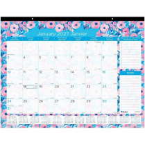 Blueline&reg; Gold Detail Monthly Desk Pad 22"x17" Bilingual