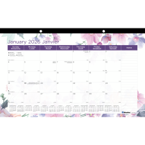 Blueline&reg; Monthly Desk Pad  17-3/4"x10-7/8" Bilingual Floral Design