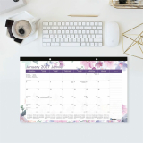Blueline&reg; Monthly Desk Pad  17-3/4"x10-7/8" Bilingual Floral Design