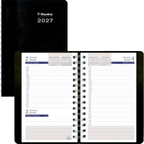 Blueline&reg; DuraGlobe&trade; Daily Planner Soft Cover 8" x 5" Bilingual Black