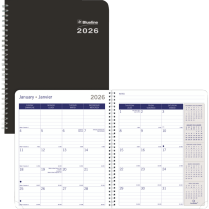 Blueline&reg; DuraGlobe&trade; Monthly Planner 8-7/8"x7-1/8" Bilingual Black