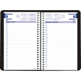 Blueline&reg; Essential Daily Diary Spiral Bound Soft Cover 8"x5" Black Bilingual