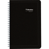 Blueline&reg; Essential Daily Diary Spiral Bound Soft Cover 8"x5" Black Bilingual