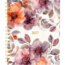 Blueline&reg; Floral Blush Monthly Planner Hard Cover 11" x 8-1/2" Bilingual Floral Blush