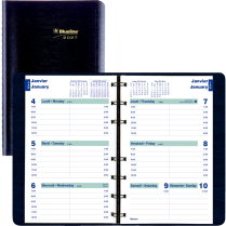 Blueline&reg; Essential Weekly Diary Soft Cover Twin Wire 8" x 5" Bilingual Blue
