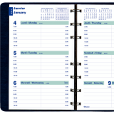 Blueline&reg; Essential Weekly Diary Soft Cover Twin Wire 8" x 5" Bilingual Blue
