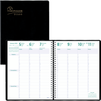 Blueline&reg; Timanager&reg; Weekly/Monthly Business Diary Twin Wire 11x8-1/2" English Black