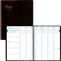 Blueline&reg; Timanager&reg; Planifi-Action&reg; Weekly/Monthly Planner Vinyl Cover 8-1/2" x 6-3/4" Bilingual Black