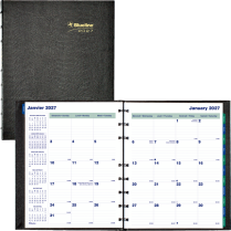Blueline&reg; MiracleBind&trade; CoilPro&trade; Monthly Planner Hard Cover 9-1/4"x7-1/4" Bilingual Black
