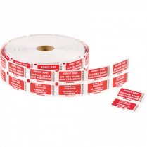 Blueline&reg; Admission Tickets Admit One Double Red Bilingual 2,000/roll