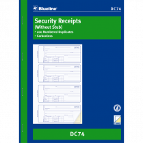 Blueline&reg; Security Receipts 2-part 4/page 10-7/8"x8" English