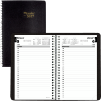 Brownline&reg; Essential Daily Planner 1PPD 8"x5" English Black