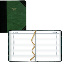 Brownline&reg; Traditional Daily Diary Hard Cover 8-1/8"x6-9/16" English Green
