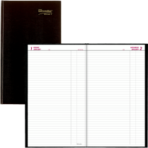 Brownline&reg; Traditional Daily Hard Cover Bound Journal 13-3/8"x7-7/8" Black English