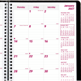 Brownline&reg; Essential Monthly Diary 14 Month Twin Wire 8-7/8"x7-1/8" English Black