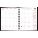 Brownline&reg; Essential Monthly Diary 14 Month Twin Wire 11"x8-1/2" English Black