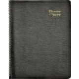 Brownline&reg; Essential Monthly Diary 14 Month Twin Wire 11"x8-1/2" English Black