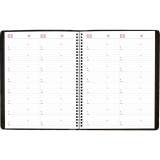 Brownline&reg; Essential Monthly Diary 14 Month Twin Wire 11"x8-1/2" English Black