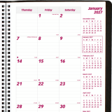 Brownline&reg; Essential Monthly Diary 14 Month Twin Wire 11"x8-1/2" English Black